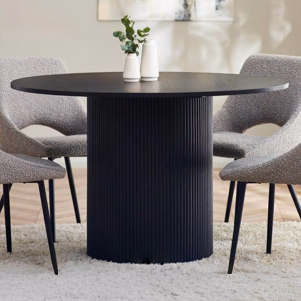 Cheshire Premium Louis Round Fluted Dining Table, Black, Diameter: 120 cm – 2