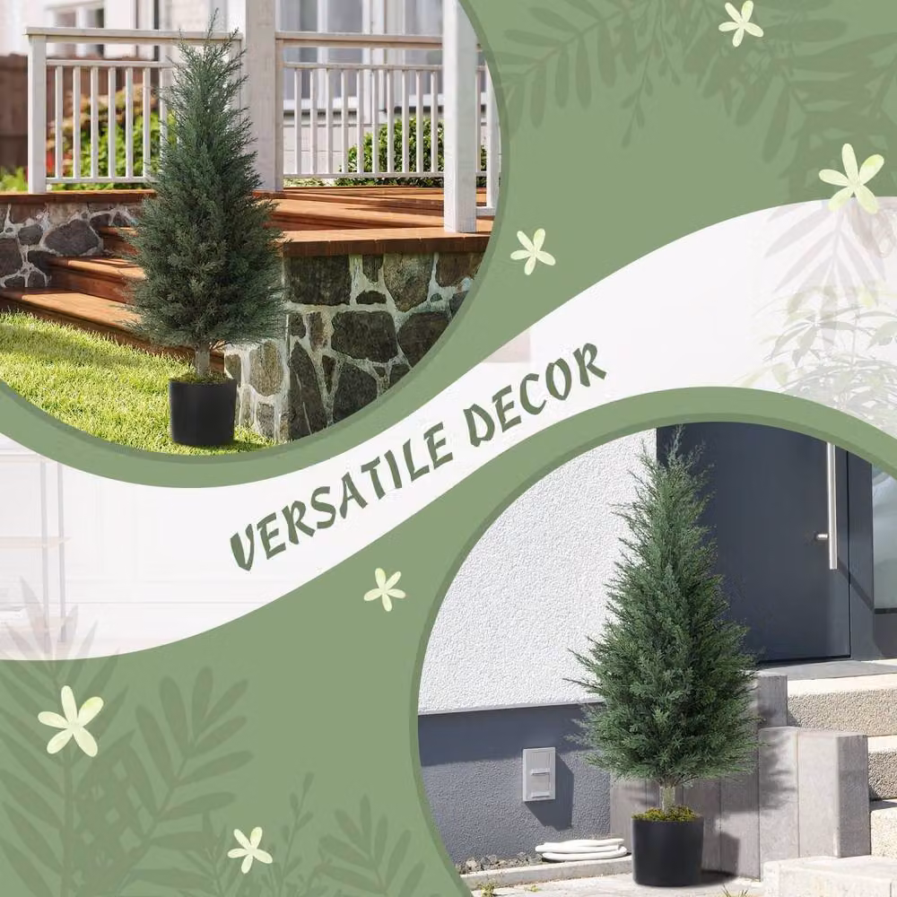 Wyld Haus Lusa Set of 2 Green UV Resistant Outdoor Artificial Cypress Trees, Height: 90 cm – 7