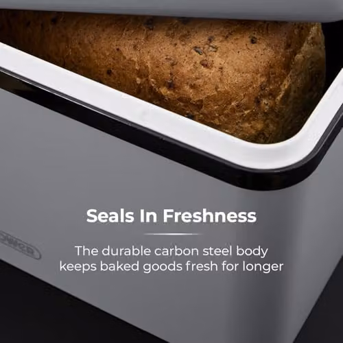 Tower Sera Airtight Stainless Steel Bread Bin in Grey and Black – 3