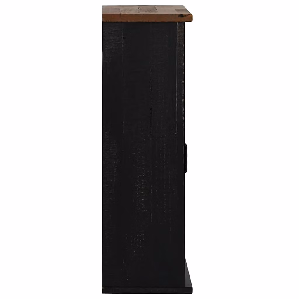 Berkfield Home HALDEN Wall-Mounted Hanging Cabinet with Sliding Doors, Black Pine, W: 49 cm, D: 22.5 cm, H: 70 cm – 3