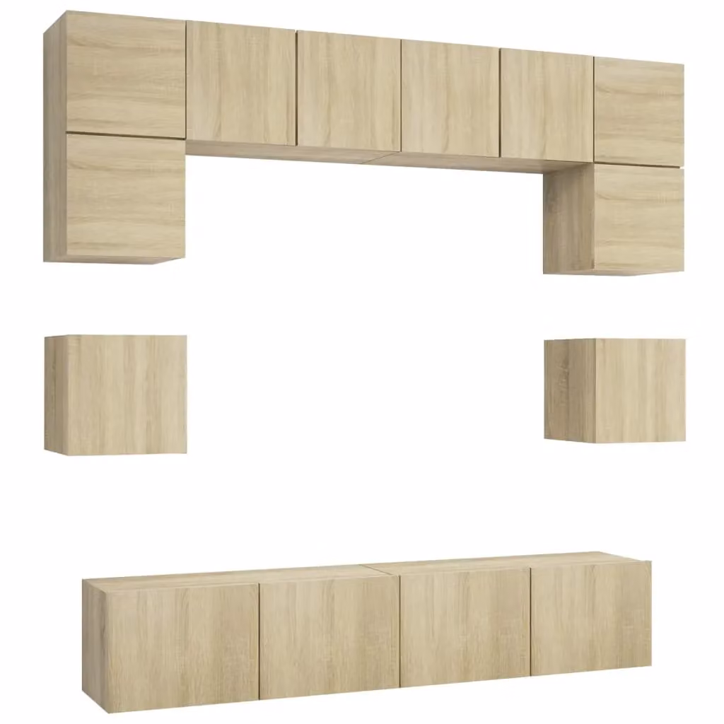 Berkfield Home 8 Piece Modern Sonoma Oak TV Cabinet Set in Brown and Beige – 2