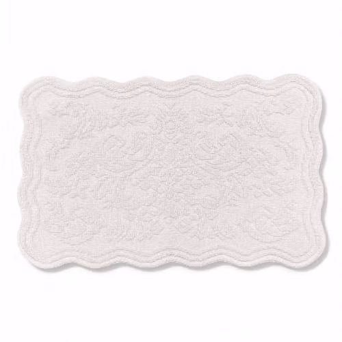 Allure Bath Fashions Gracie Jacquard Scalloped Bath Mat in Grey, 100% Cotton Vintage Floral Rectangular Rug – 1