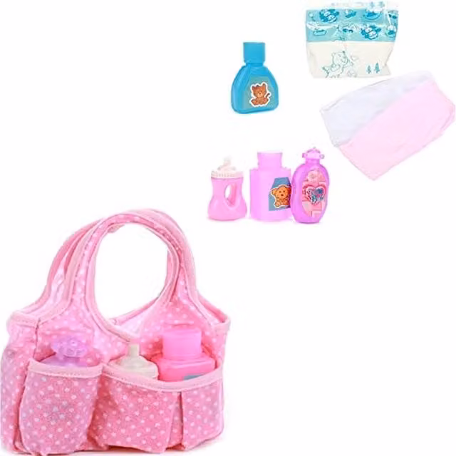 UMKYTOYS Baby Doll Feeding Accessories Bag in Pink