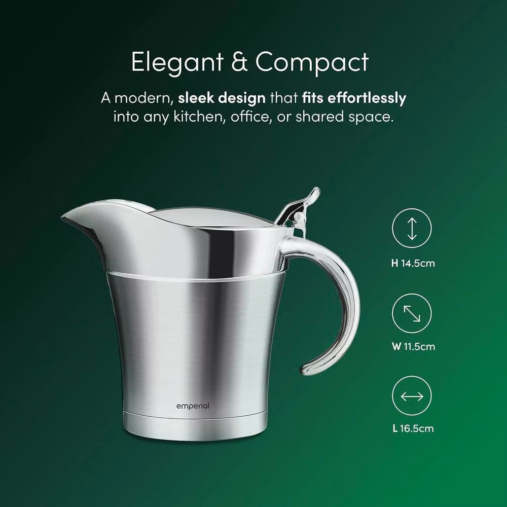 Emperial Silver Stainless Steel Double Insulated Gravy Boat with Lid, 500ml – 6