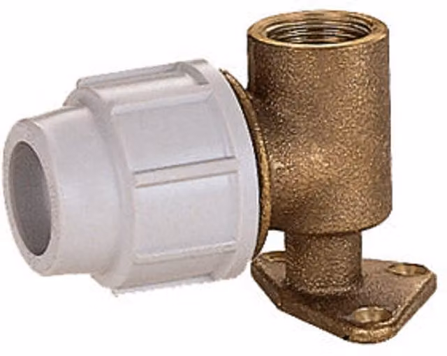 Plasson Brass Wall Plate Elbow 25mm x 3/4" 9055 Grey