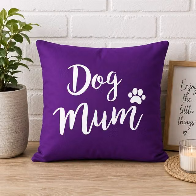 60 SECOND MAKEOVER Dog Mum Cushion Cover in Purple, W/D/H: 40 x 40 x 40 cm