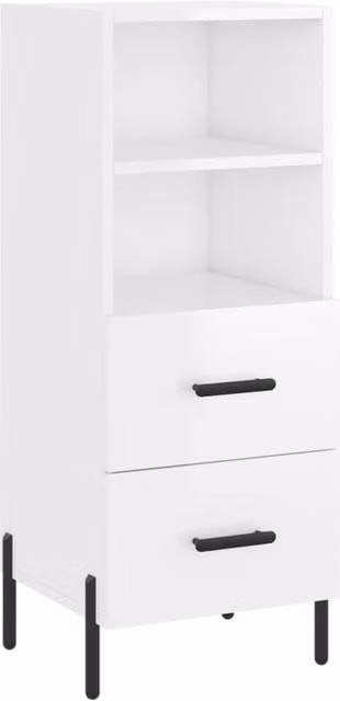 Berkfield Home Modern High Gloss White Sideboard, W/D/H: 34.5 x 34.0 x 90.0 cm