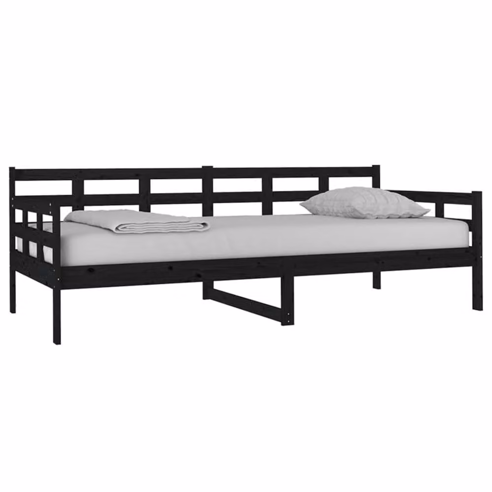Berkfield Home Rustic Black Solid Wood Pine Day Bed W/D/H: 90 x 200 cm – 3