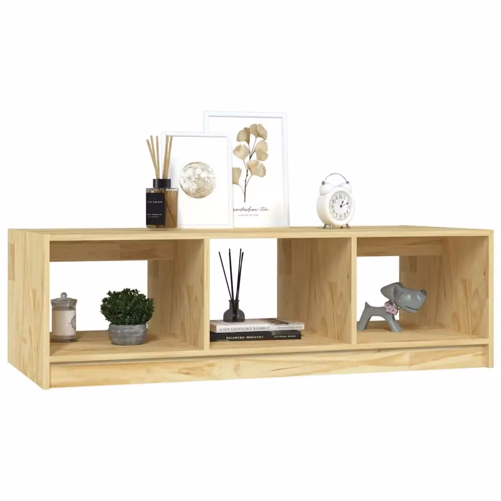 Berkfield Home Modern Rectangular Coffee Table in Brown Solid Pinewood, W/D/H: 110 x 50 x 34 cm – 2
