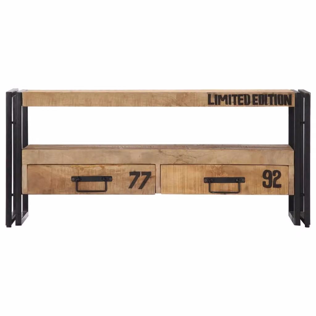 Berkfield Home Solid Mango Wood TV Cabinet in Brown, W/D/H: 100 x 30 x 45 cm – 2