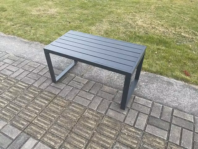 Fimous Rectangular Aluminium Outdoor Coffee Table in Dark Grey Matt Metal for Garden, Balcony or Terrace