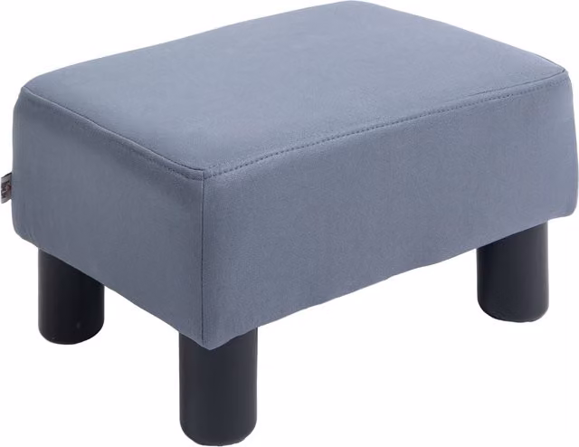 HOMCOM Compact Grey Upholstered Footstool with Legs, W/D/H: 40 x 30 x 24 cm