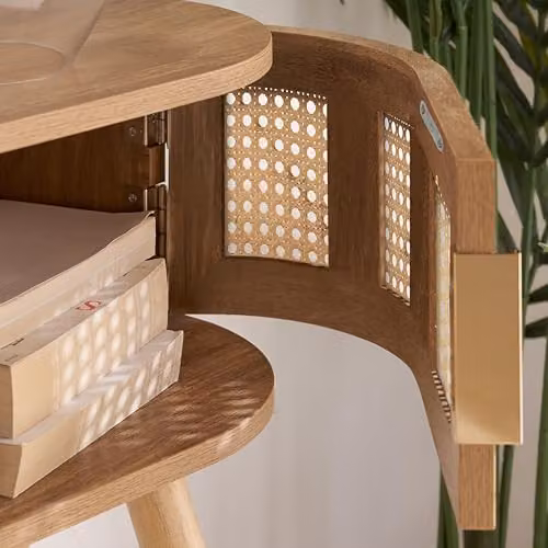 Birlea Noah Rattan and Oak 2 Door Console Table, Brown – 4