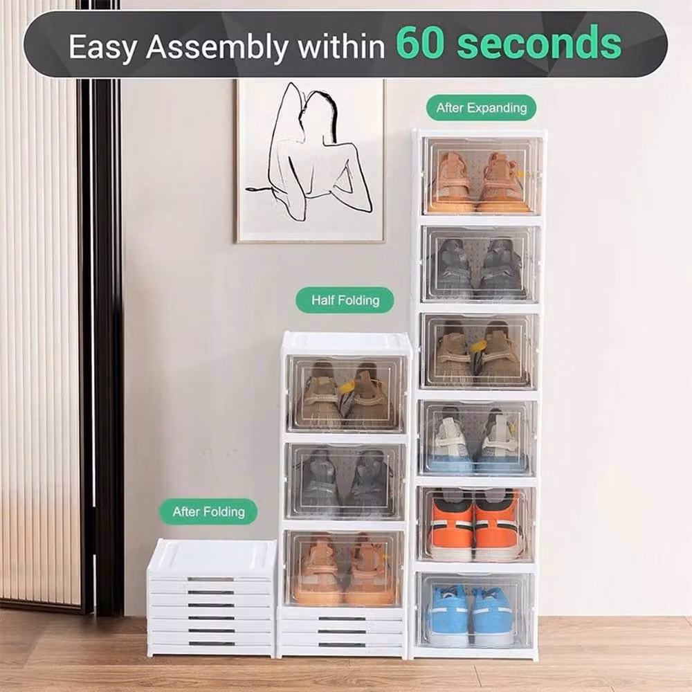 FLAVORA 12 Layer Plastic Shoe Storage Box in White, W/D/H: 50 x 50 x 105 cm – 2