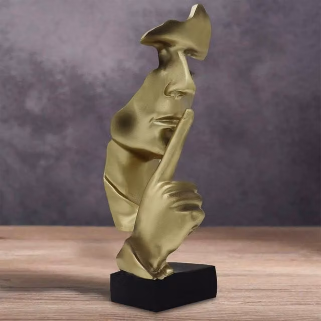 Huhote Gold Resin Thinker Abstract Art Sculpture for Home or Office Decor – 1