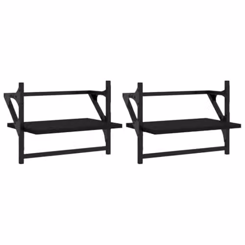 vidaXL Set of 2 Wall Mounted Industrial Shelves with Bars, Black, W/D/H: 40 x 25 x 30 cm