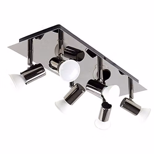 ValueLights Consul 6 Way Adjustable GU10 Ceiling Bar Spotlight in Black and Chrome