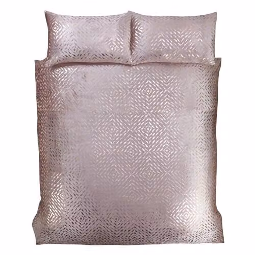 Rapport Home Bellagio Embellished Polycotton Duvet Cover and Pillowcase Set in Pink and Gold, W/D/H: 135 x 200 cm – 1