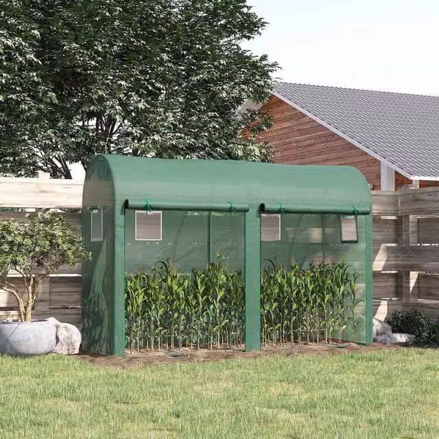 OUTSUNNY Green Garden Plant and Tomato Growth Greenhouse with 2 Doors and 4 Windows, W/D/H: 3 x 1 x 2 m