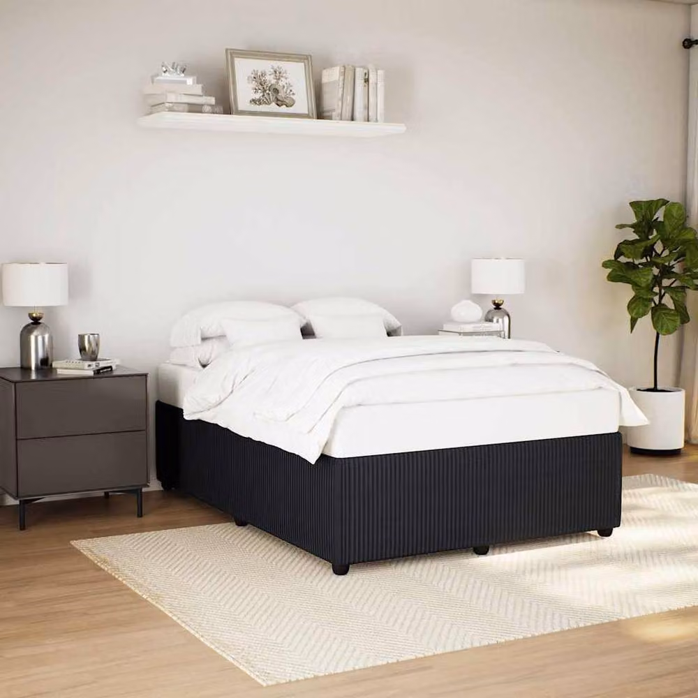 Berkfield Home Soft Velvet Bed Frame in Black, W/D/H: 140 x 190 x 46 cm – 2