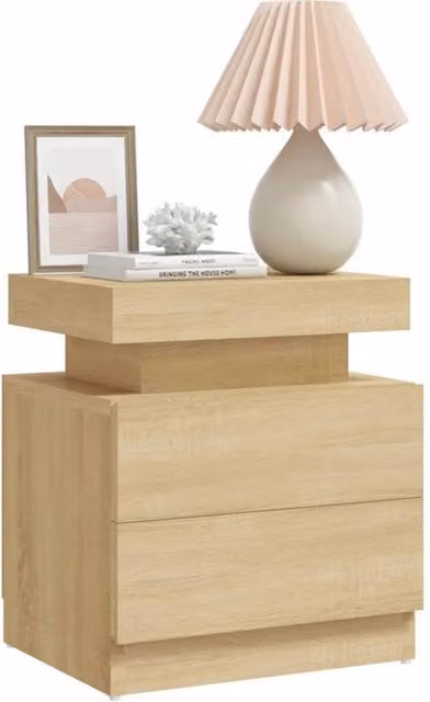 Berkfield Home Stylish Bedside Cabinet in Sonoma Oak, Beige, W/D/H: 45 x 35 x 52 cm