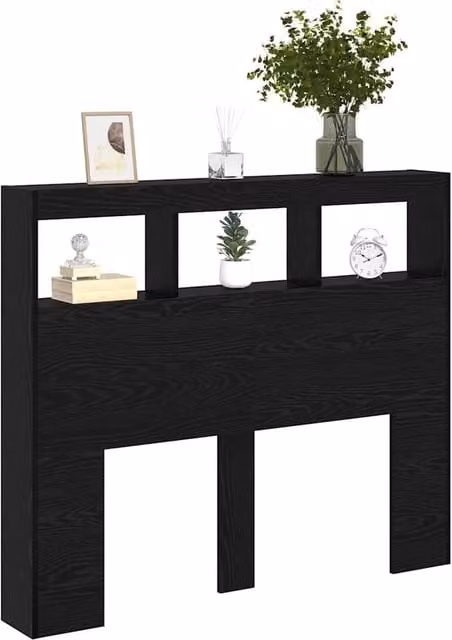Berkfield Home Modern Black Oak Headboard with Integrated Side Compartments, W/D/H: 120 x 17 x 102 cm – 1