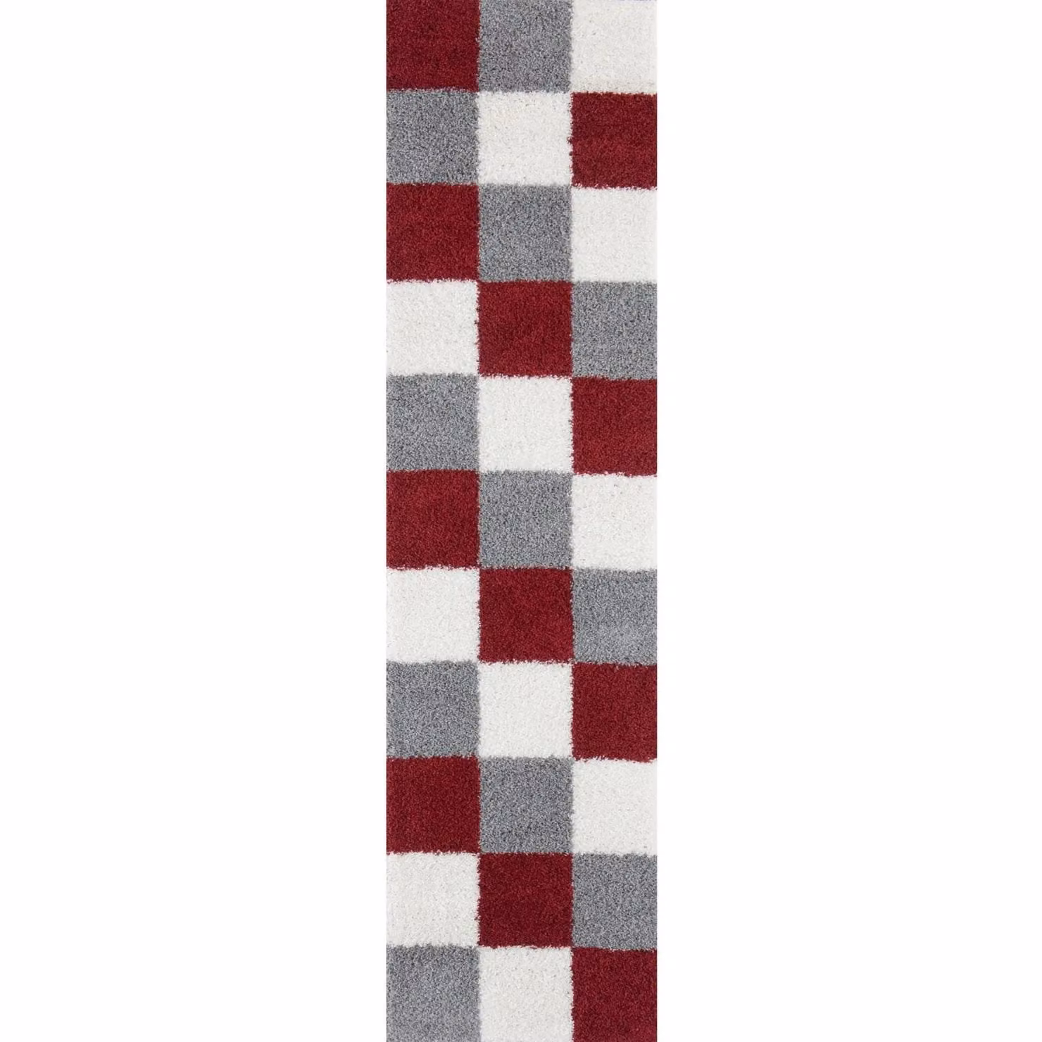 THE RUGS Soft Check High Pile Shaggy Rug, Red, W: 80 cm, L: 150 cm – 8