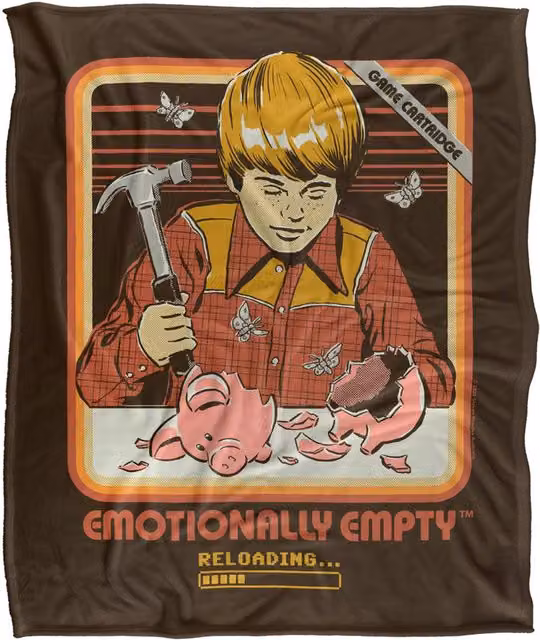 Steven Rhodes Emotionally Empty Super Soft Fleece Throw Blanket, Multicolour, W/D/H: 152 x 127 cm