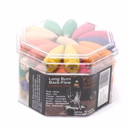 Ancient Wisdom Assorted Natural Backflow Incense Cones in Floral, Fresh and Woody Fragrances