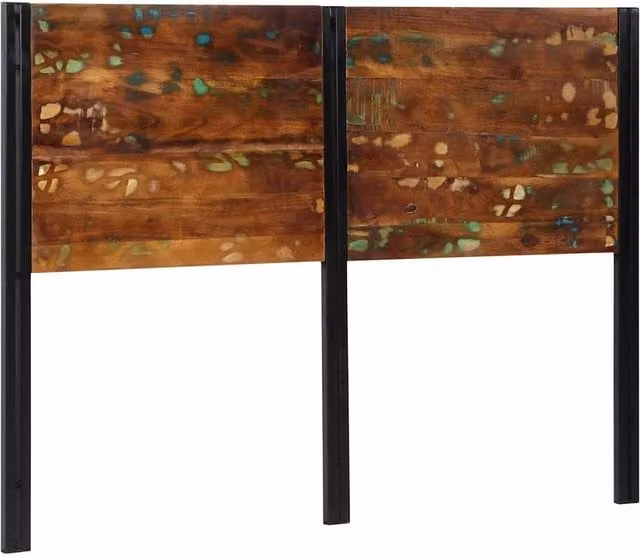 Berkfield Home Industrial Headboard in Brown Reclaimed Wood and Iron, Width: 140 cm