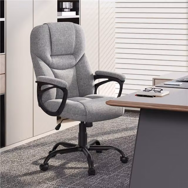 Yaheetech Grey Executive Office Chair with Ergonomic High Back, Headrest and Armrests