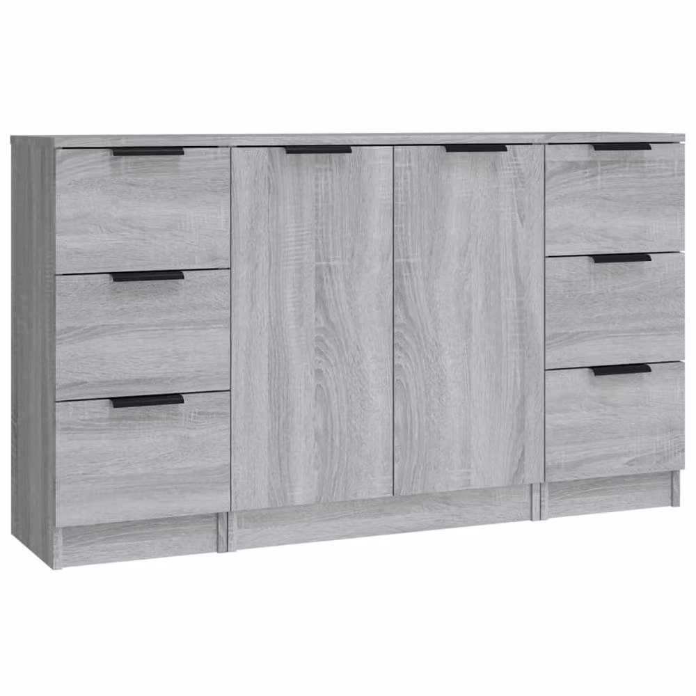Berkfield Home 3-Piece Modern Sideboard Set in Grey Sonoma Matt MDF – 2