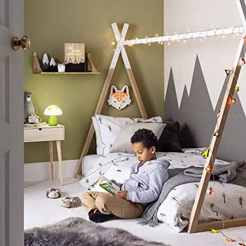 Lights4fun Fox Battery Operated LED Wall Light with Timer in Warm White for Children's Bedrooms – 2
