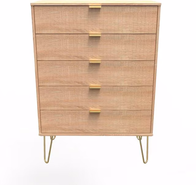 Ready Assembled 2 U Bexley 5 Drawer Chest in Light Oak