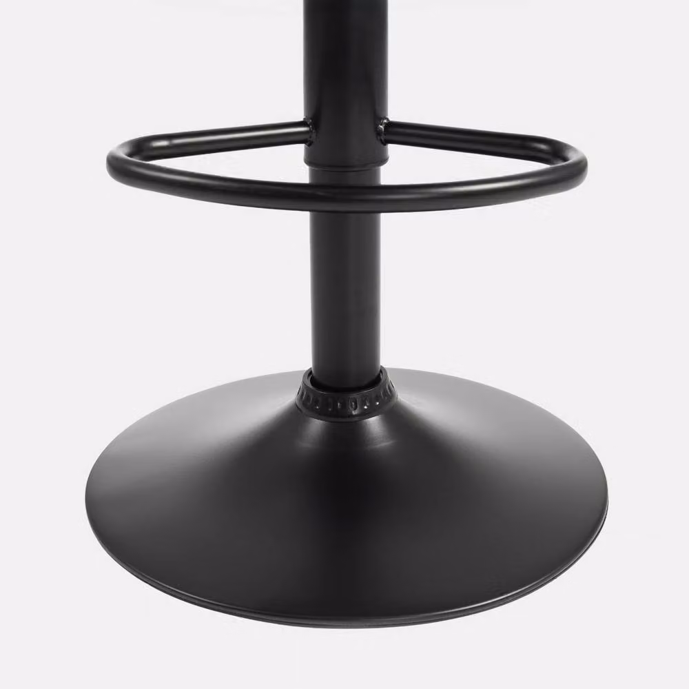 OHS Set of 2 Black Boucle Swivel Bar Stools with Adjustable Height and Metal Base – 4