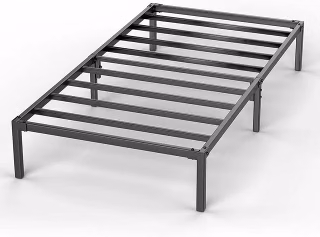 KORVIXA Black Metal Single Bed Frame, W/D/H: 90 x 190 cm