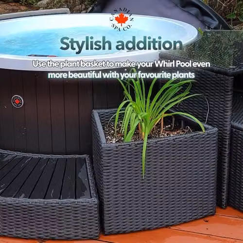 Canadian Spa Co. Black Rattan Plant Basket for Round Spas and Hot Tubs – 6