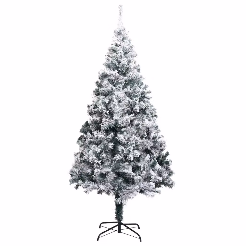 Berkfield Home Artificial Flocked Snow Christmas Tree in Green and White, Height: 240 cm – 2