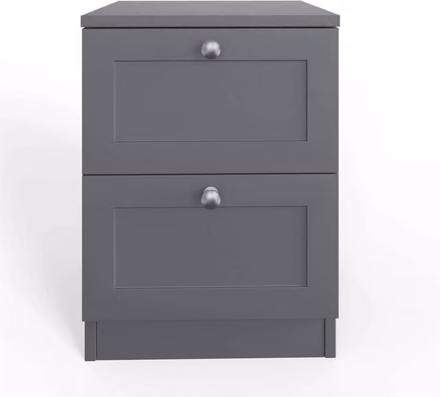 Nordara Matt Grey 2 Drawer Shaker Style Bedside Cabinet – 1