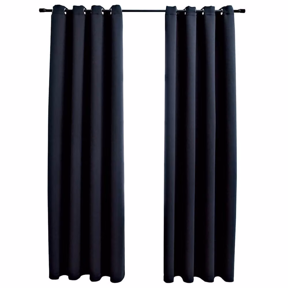 Berkfield Home Blackout Curtains with Eyelets, 2 Pack, Black, W: 140 cm, H: 175 cm – 2