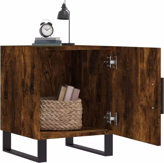 Berkfield Home Modern Bedside Cabinets, 2 Piece Set in Smoked Oak Brown, W/D/H: 40 x 40 x 50 cm