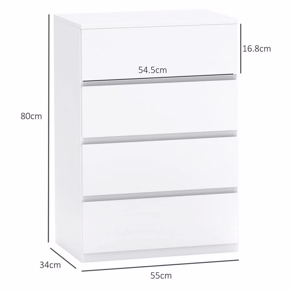STILVORA Minimalist White Matt Chest of Drawers with Wood and Metal Storage – 2