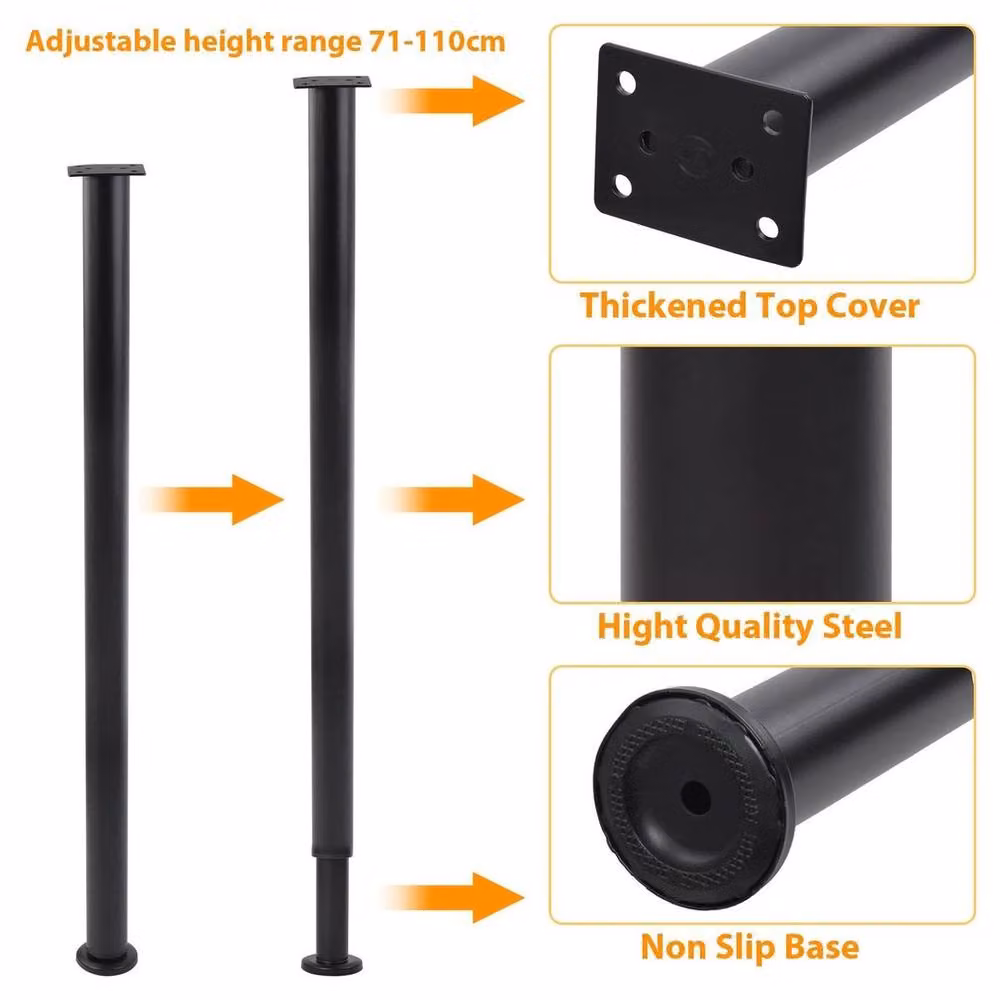 PAWNORA Adjustable Bar Table Leg Support in Matt Black (2 Pack) – 3