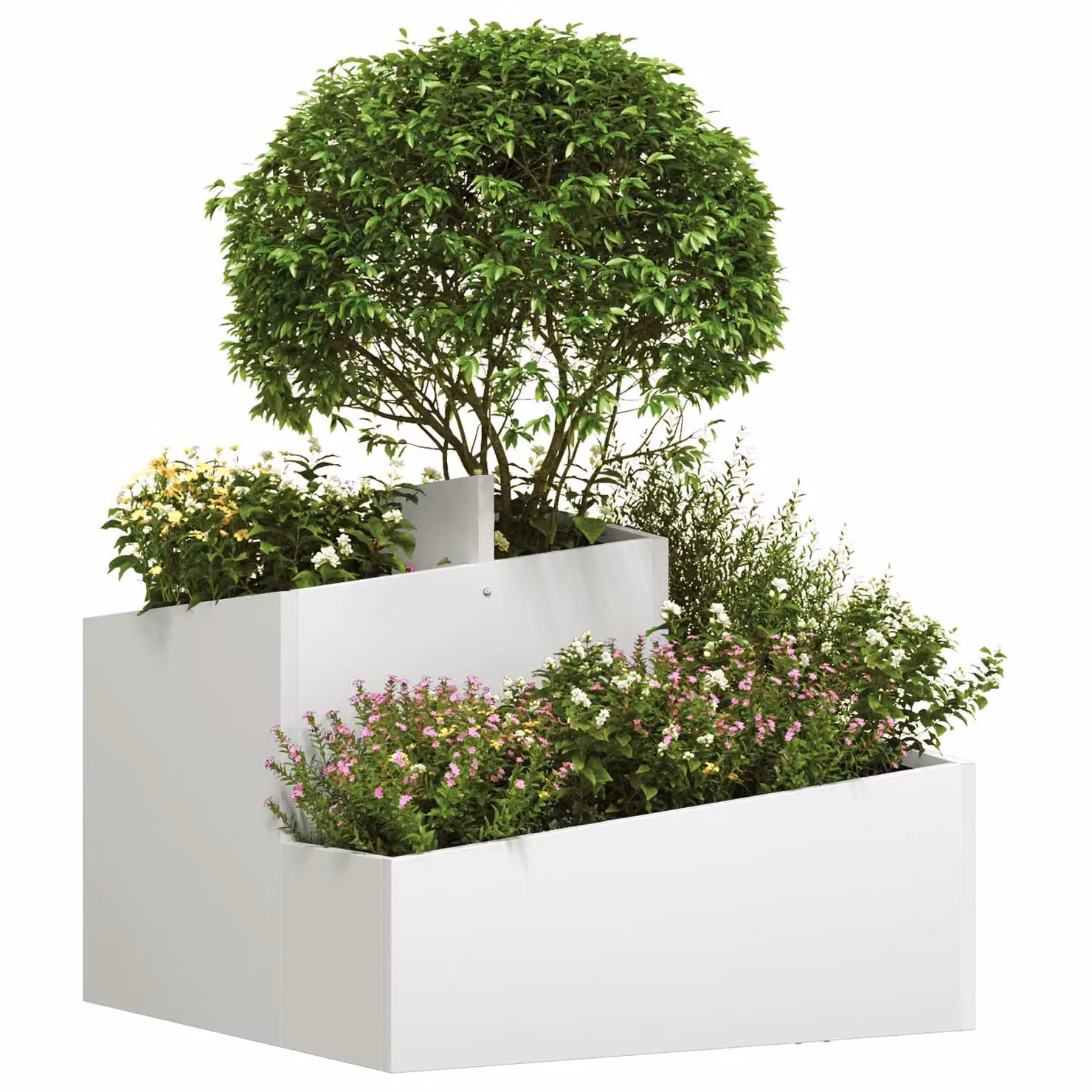 Berkfield Home White Plastic Medium Decorative Planter Tub for Indoor Plants – 3
