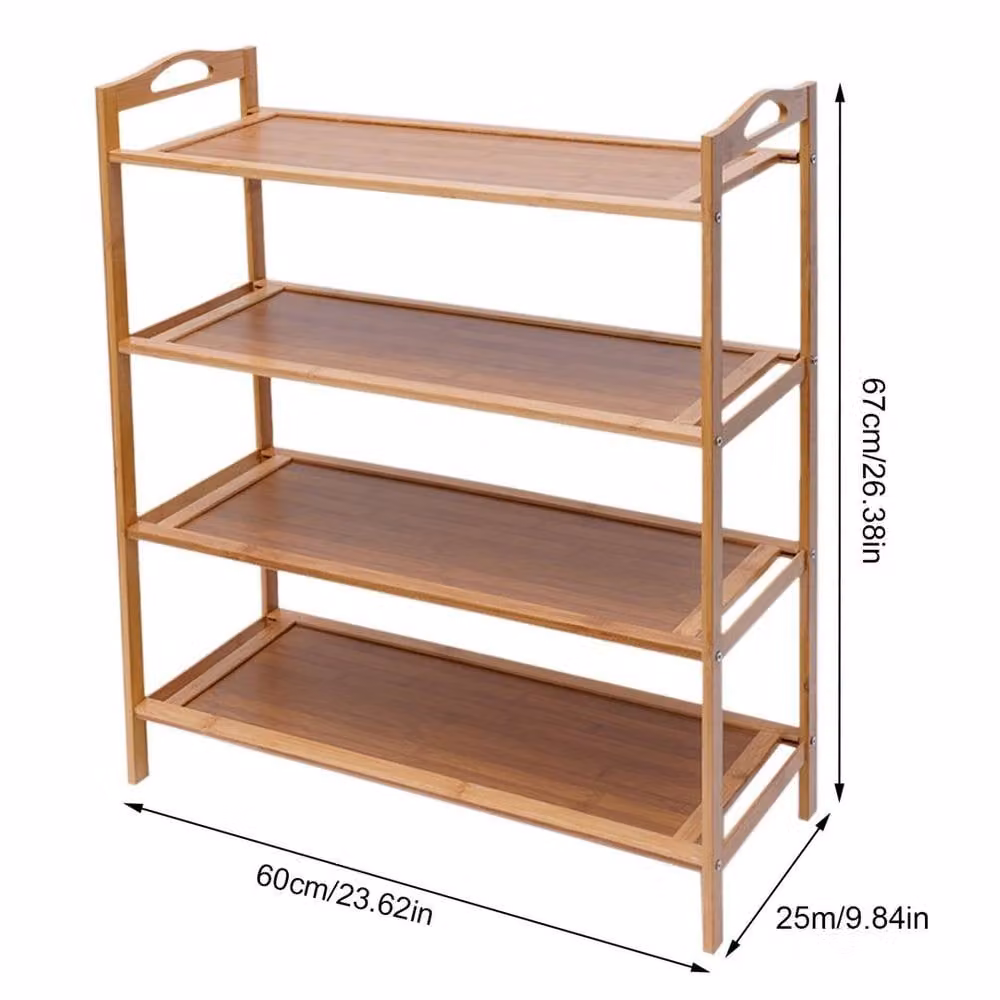 EONLION 4 Tier Bamboo Shoe Rack Storage Organiser, Brown, Width: 50 cm – 2