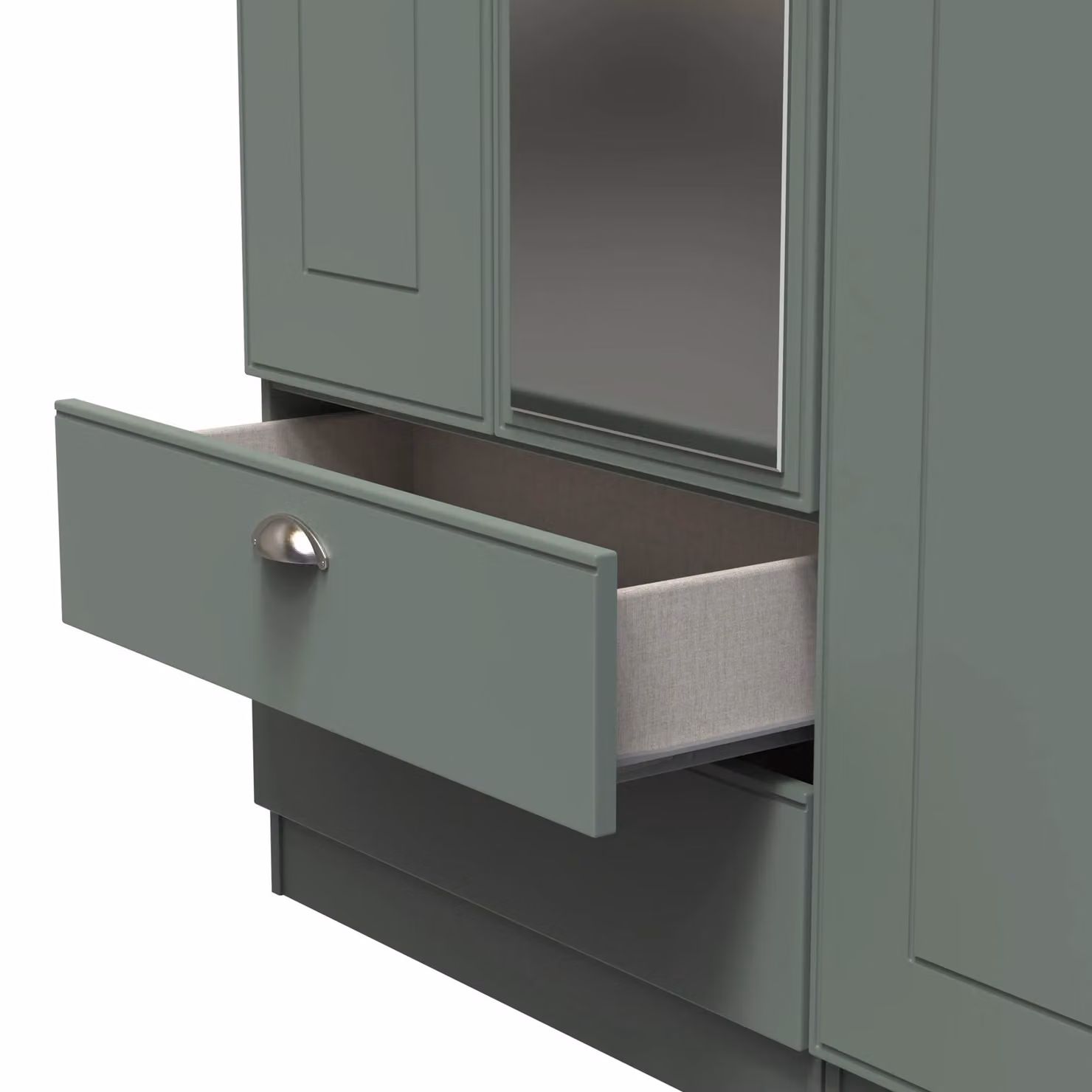 2 U Albert Triple Mirror Wardrobe with 2 Drawers in Pale Green, Ready Assembled – 3