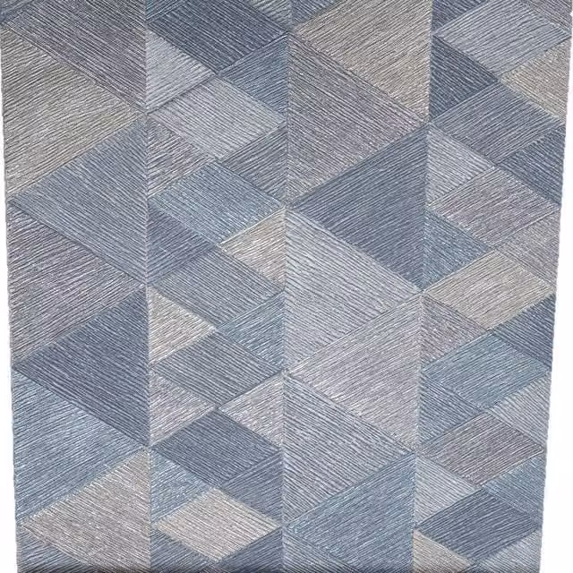 Arthouse Geometric Luxe Abstract Vinyl Wallpaper in Denim Blue, Grey and Silver