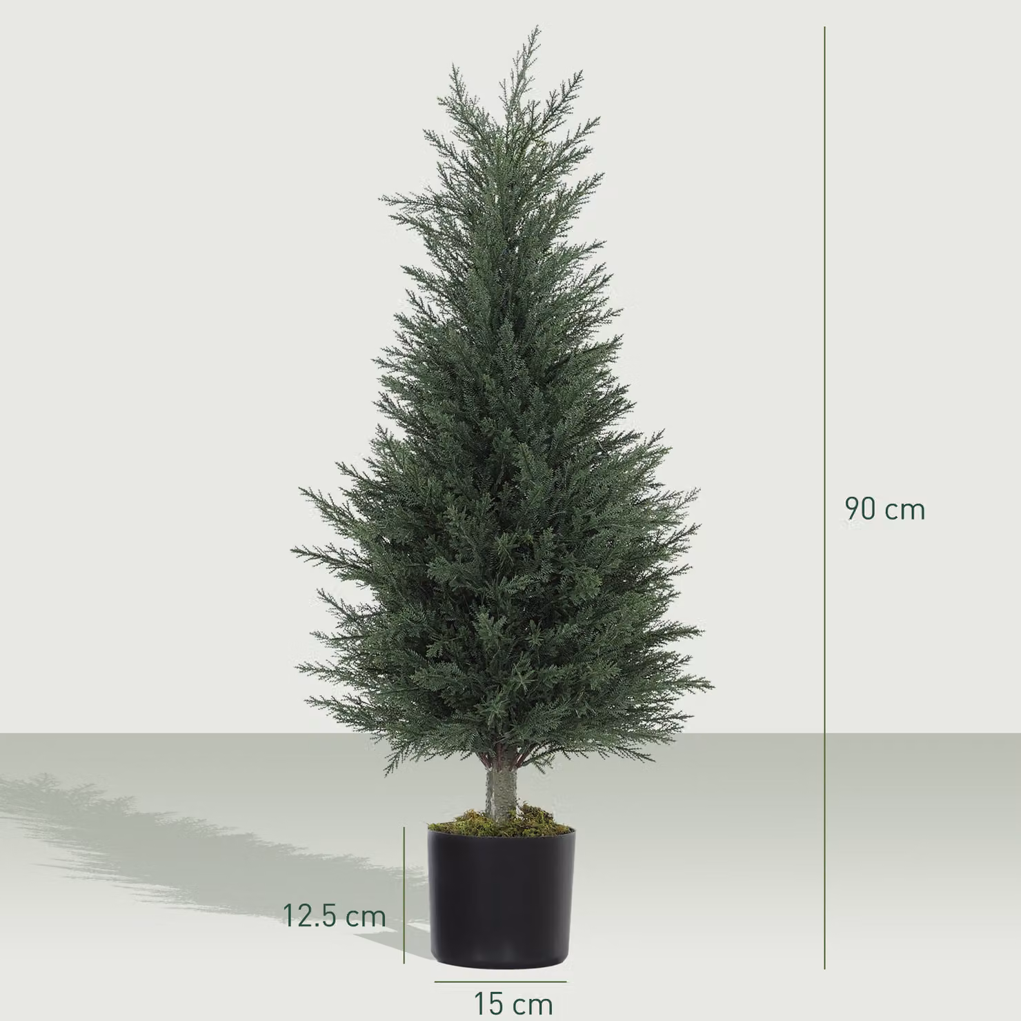 HOMCOM Set of 2 Green Artificial Cypress Trees with 362 Leaves, Height: 90 cm – 3