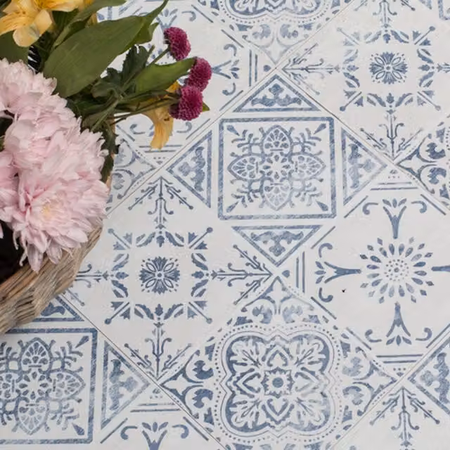 d-c-fix Vintage Blue Self-Adhesive Vinyl Floor Tiles, 1sqm
