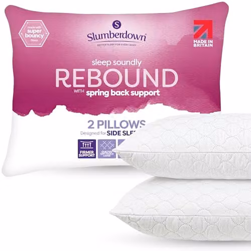 Slumberdown 2 Pack Sleep Soundly Rebound Firm Support Microfibre Pillows in White